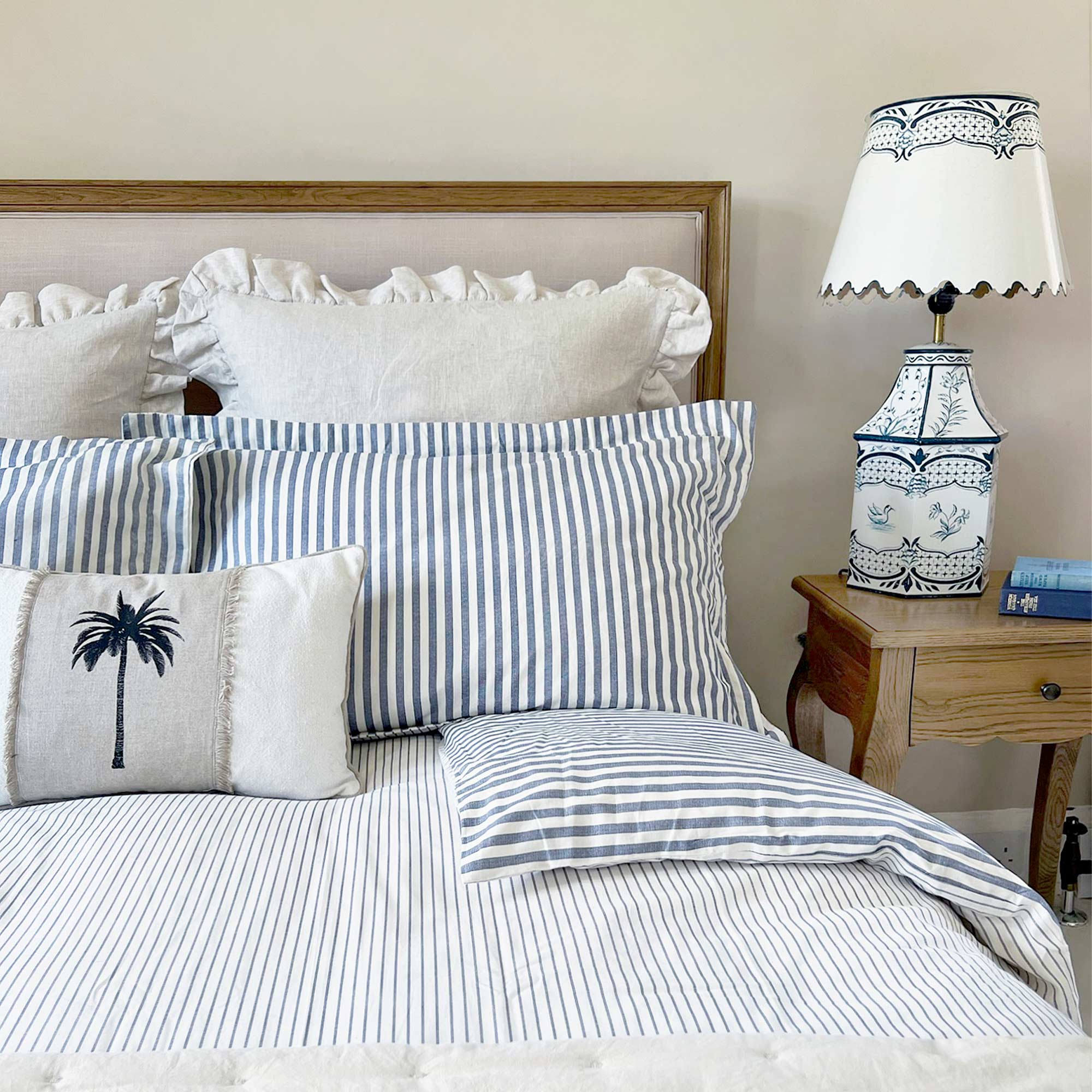 Navy Blue and White Stripe Duvet Cover Set