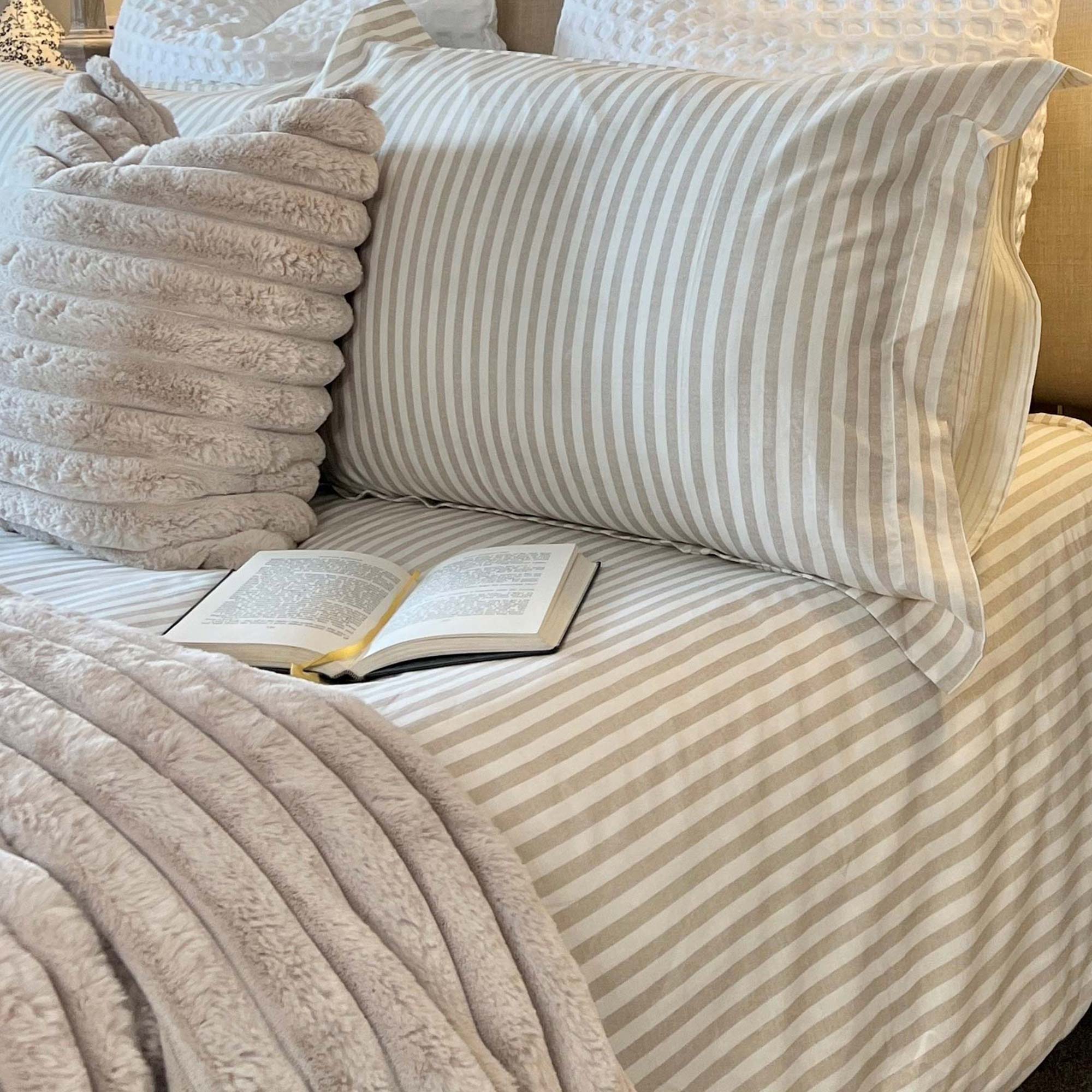 Natural Sand Stripe Duvet Set