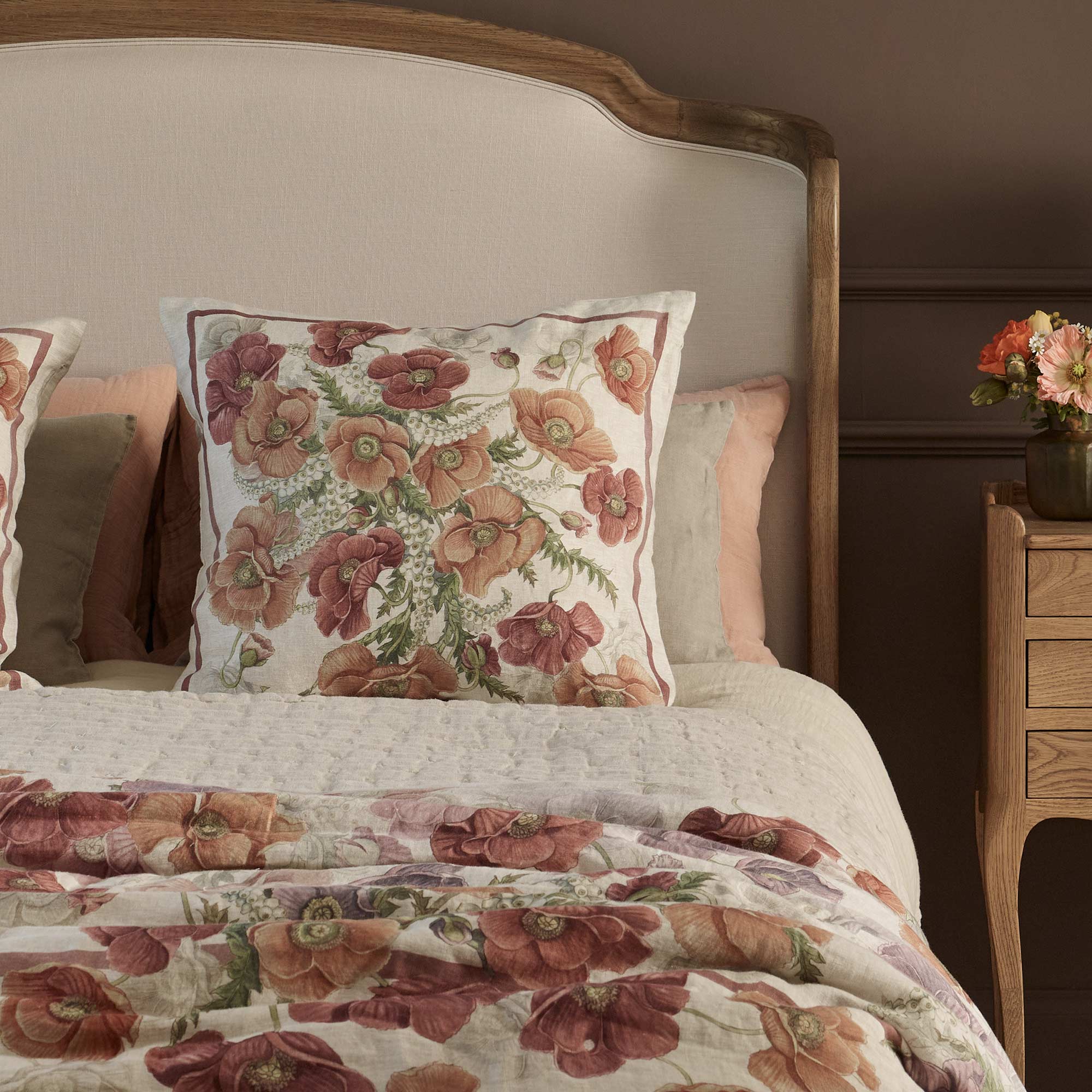 Fields of Poppies Large Linen Cushion