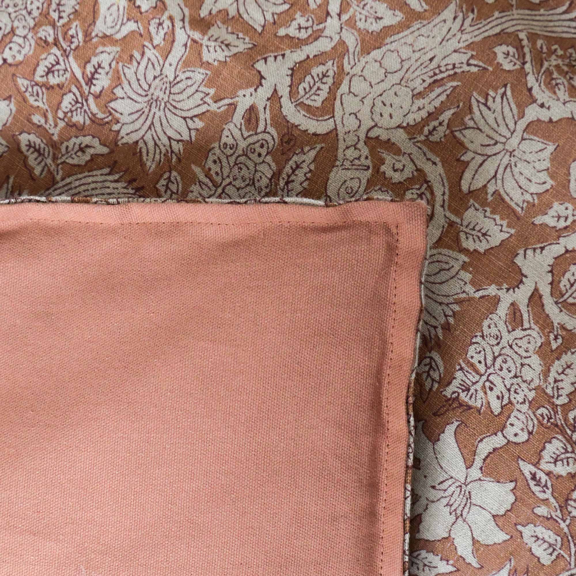 Handblock Linen Runner in Terracotta
