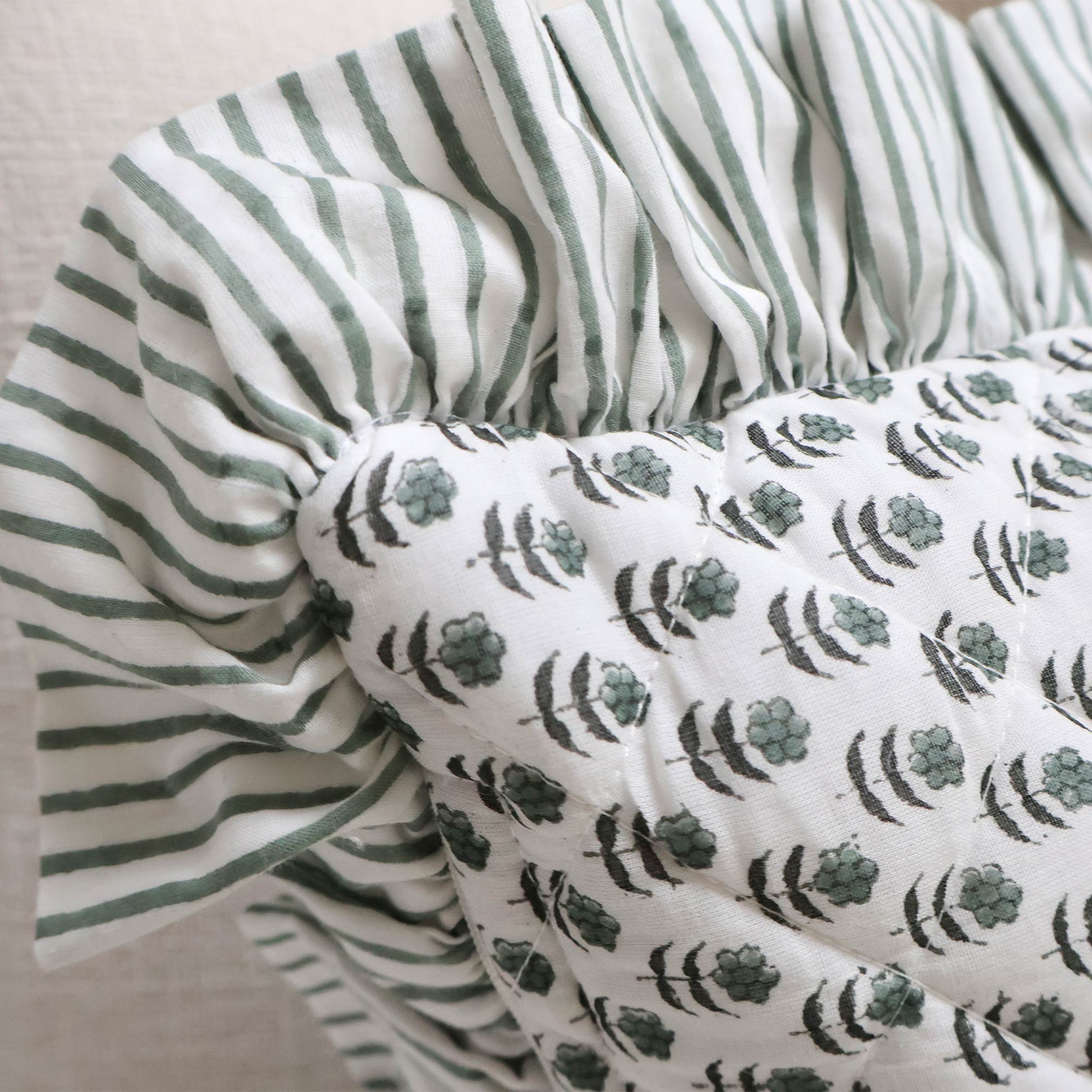 Apple Orchard Green Ruffle Cushion