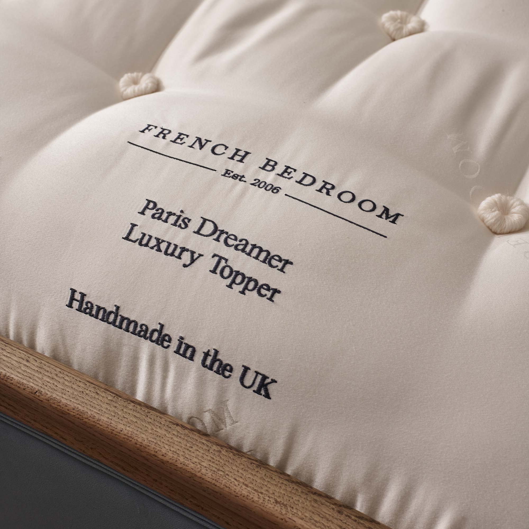Embroidery Detail on Paris Dreamer Luxury Topper 
