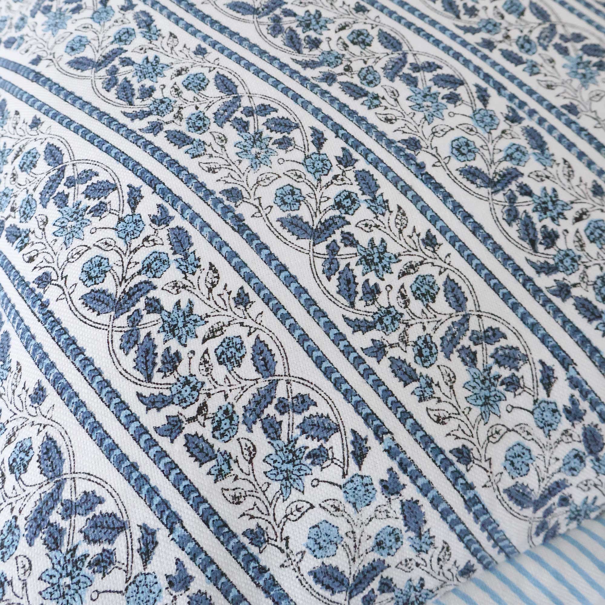 Close Up Hand-Block Detail in Blue Hues