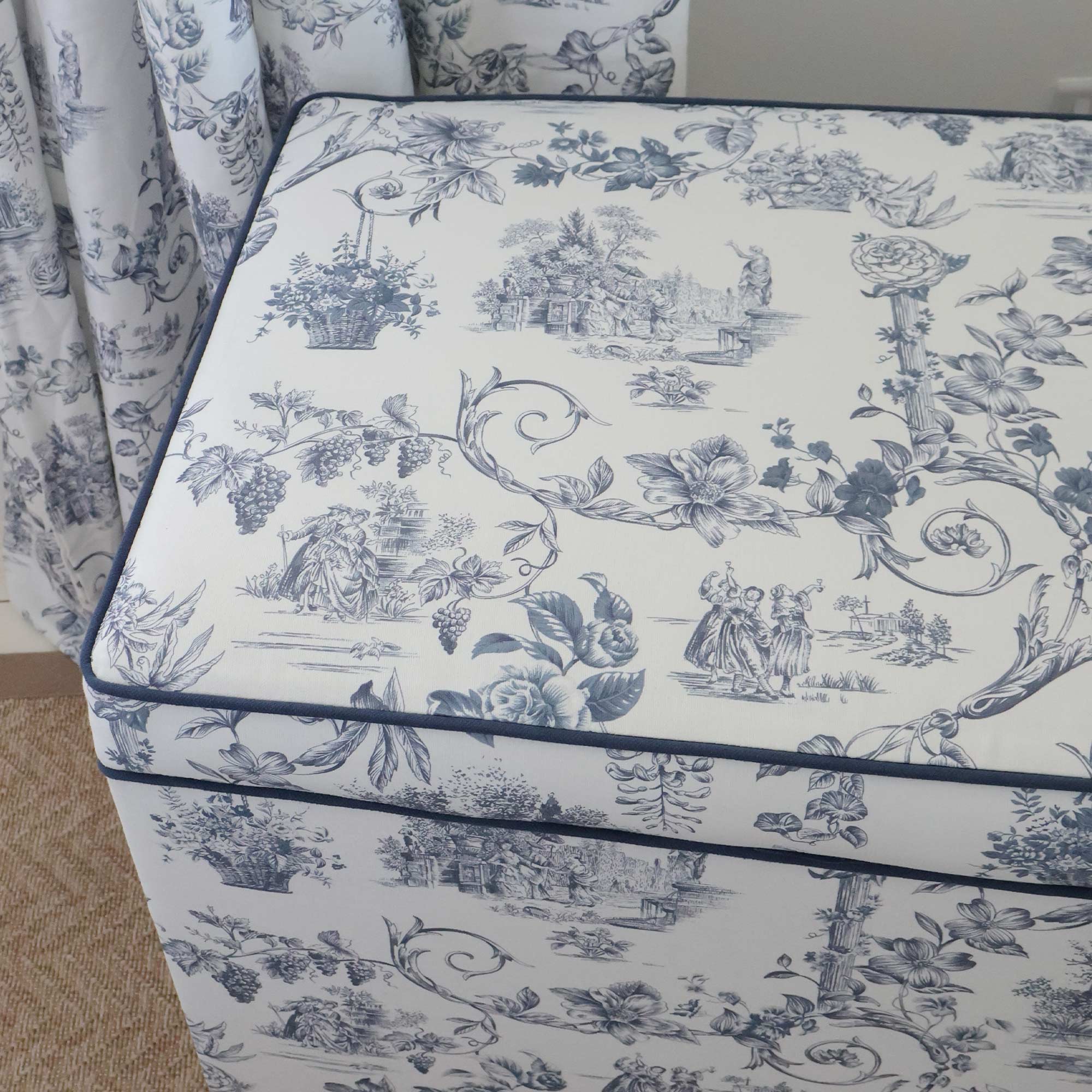 French Toile Blue Print Design