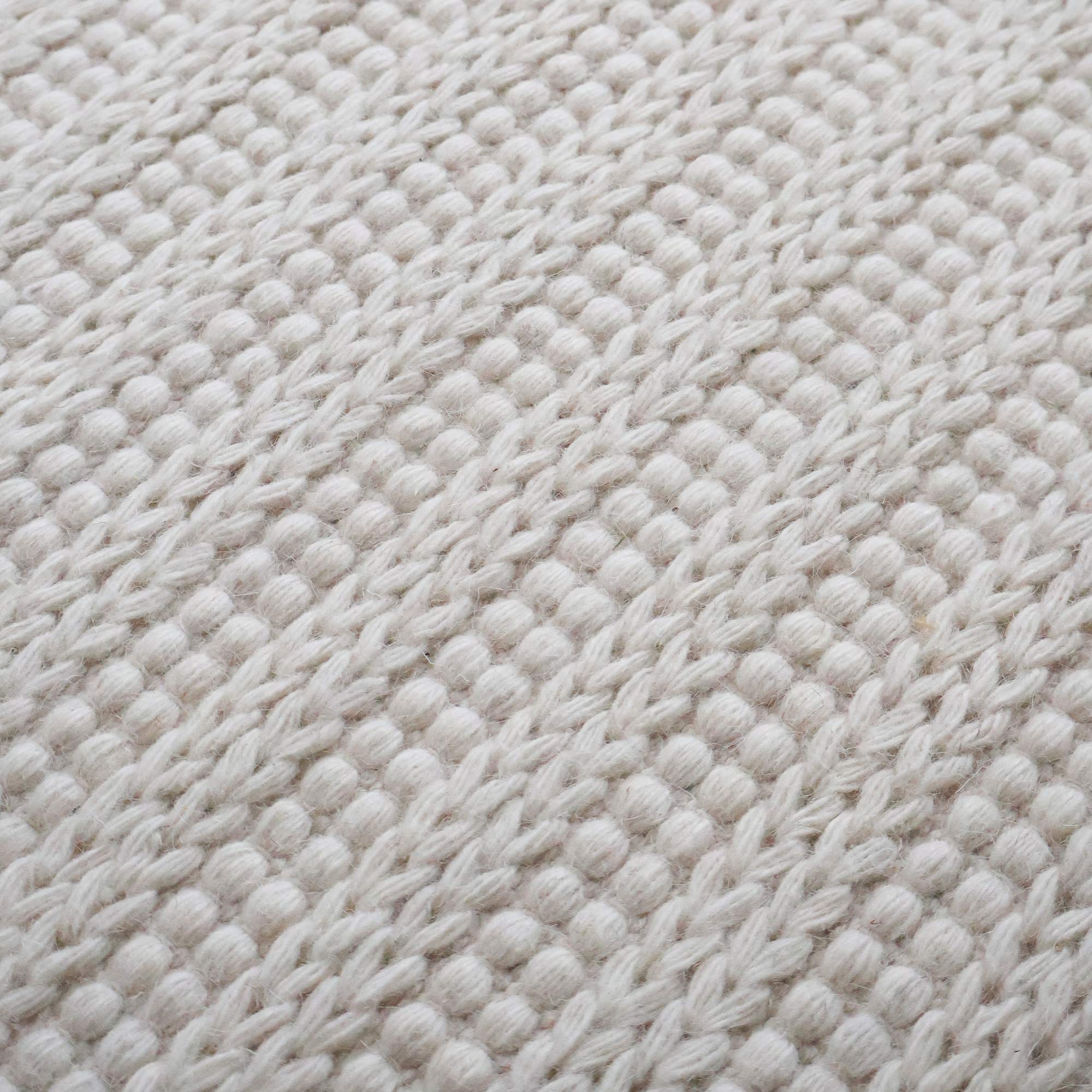 Textured Details of White Woven Rug