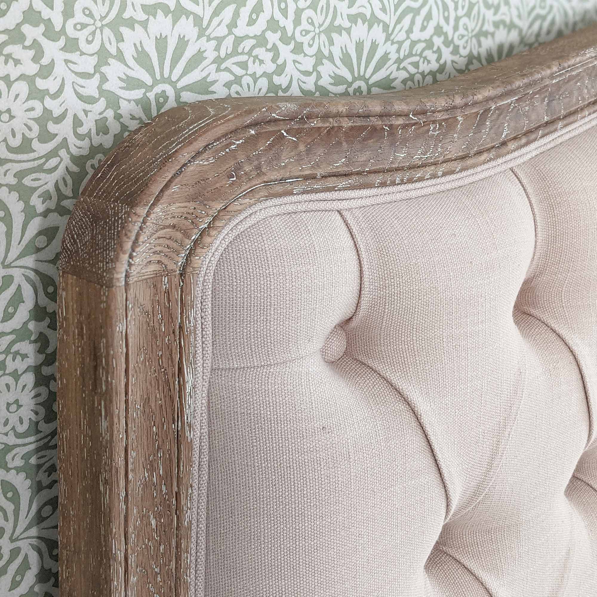 Fabric Sample for French Romance Oatmeal Linen Upholstered Bed