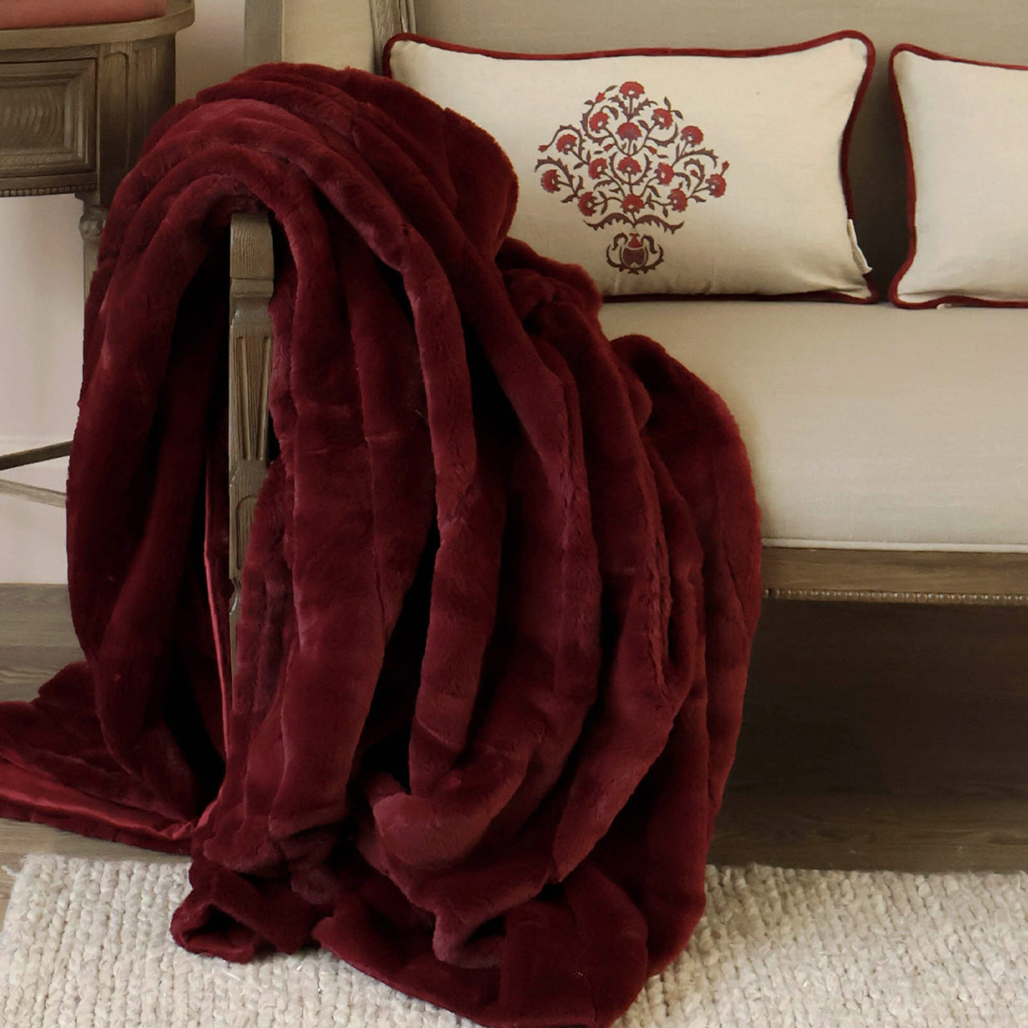 Pinot & Pomegranate Faux Fur Throw