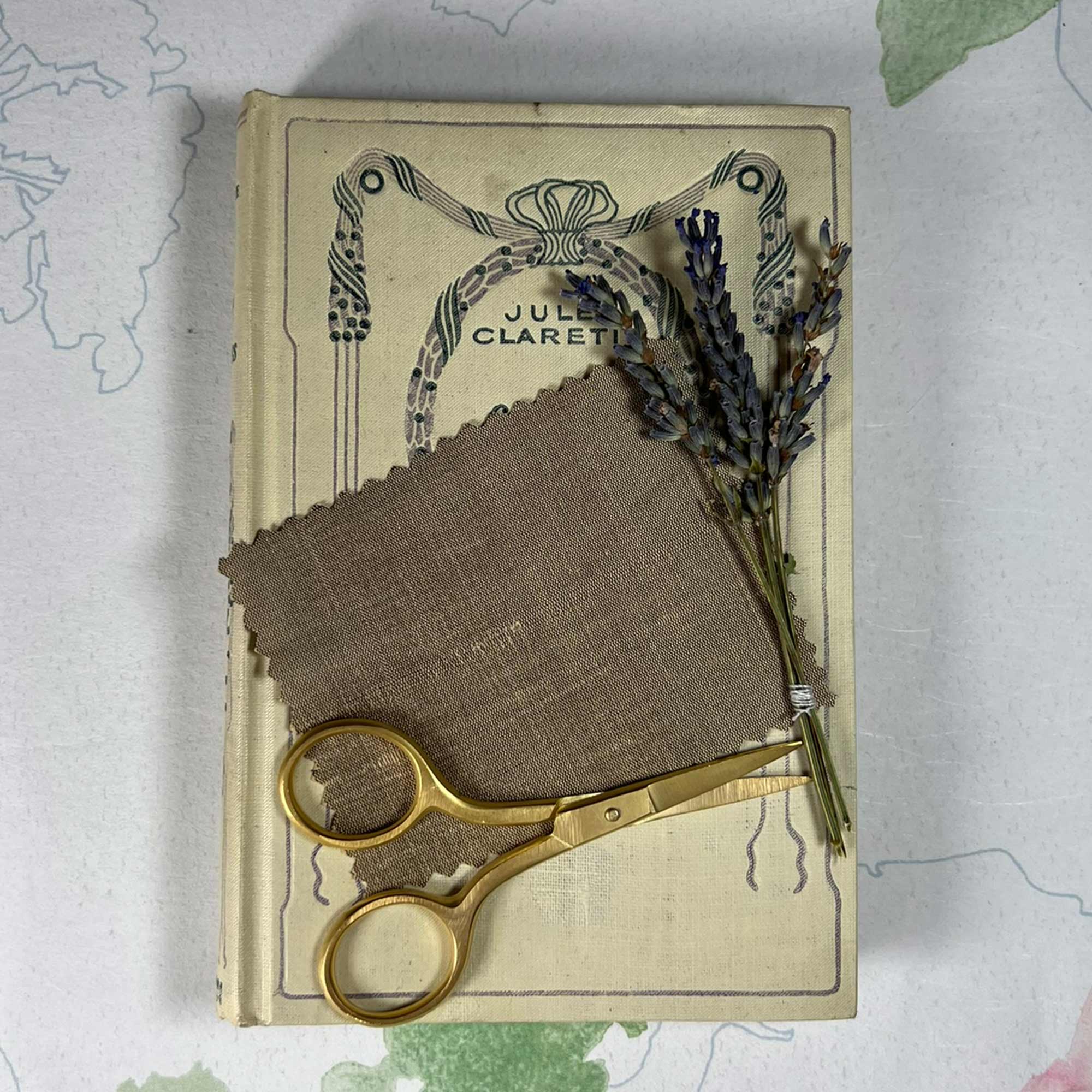 Gold Gilt Wood with a Beige Grey Silk Fabric Sample