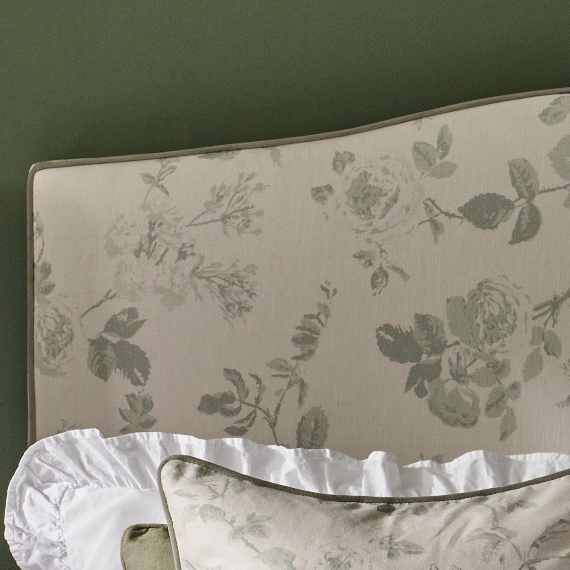 Fabric Sample for Tumbling Roses Upholstered Bed