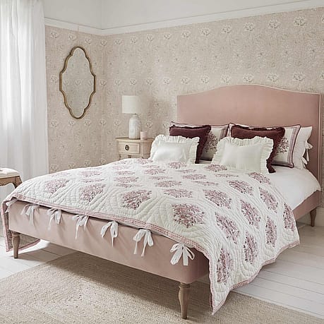 Soho Piped Pink Velvet Upholstered Bed Soho Piped Pink Velvet Upholstered Bed