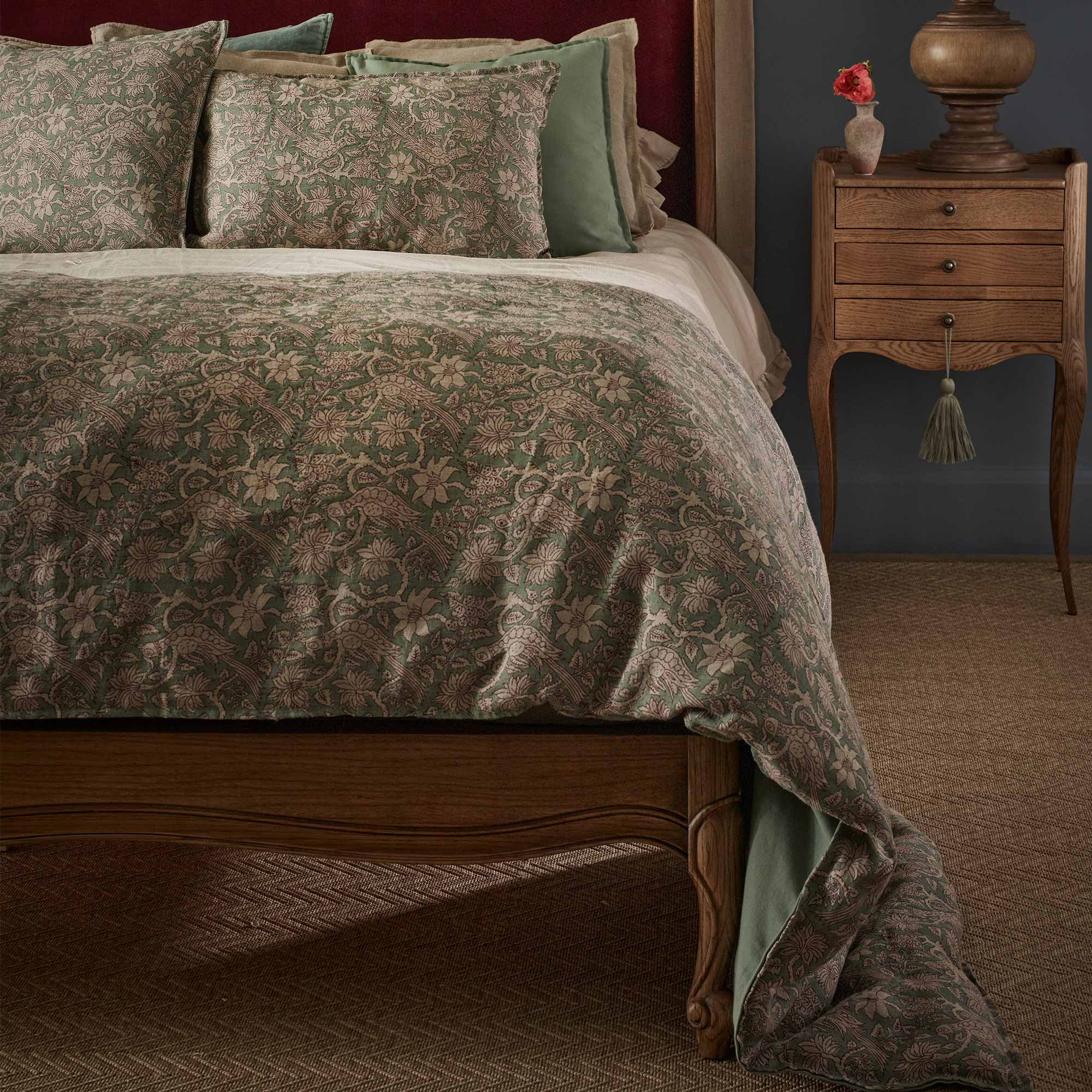 100% Linen Runner in Seafoam