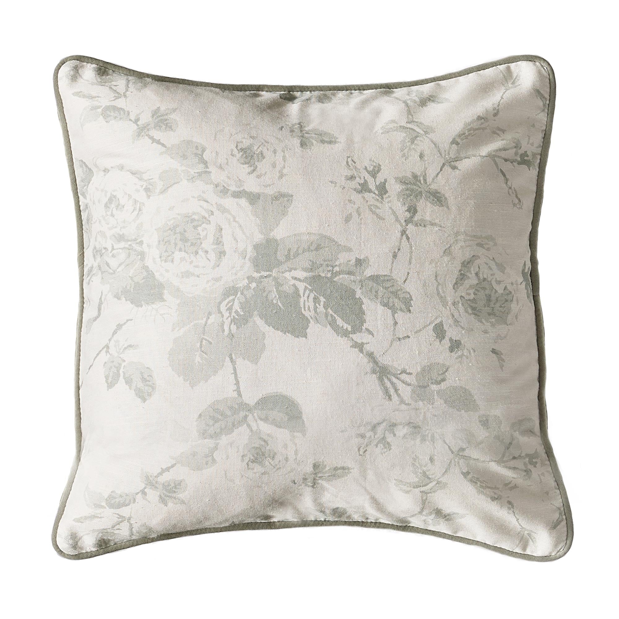 Pale Floral Green and Cream Cushion