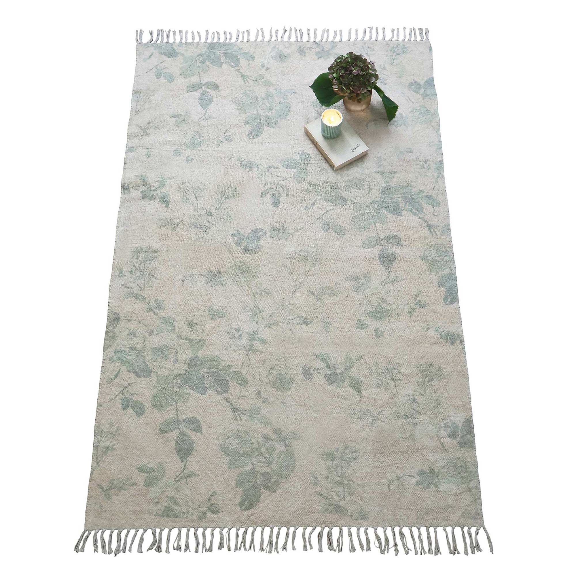 Floral Rug in a Green Floral Pattern