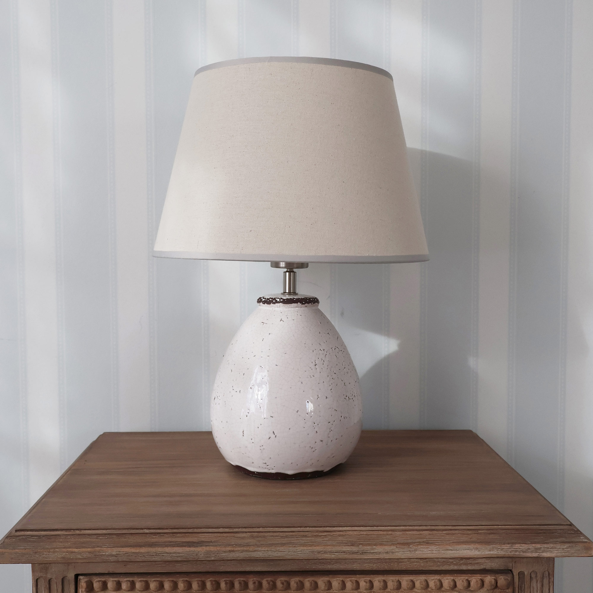Natural Ceramic Cracked Glaze Lamp Base With Oatmeal Shade