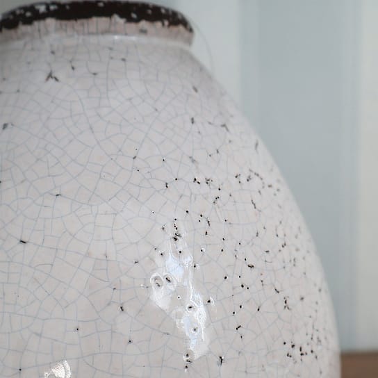 Natural Ceramic Cracked Glaze Lamp Base With Oatmeal Shade Natural Ceramic Cracked Glaze Lamp Base With Oatmeal Shade