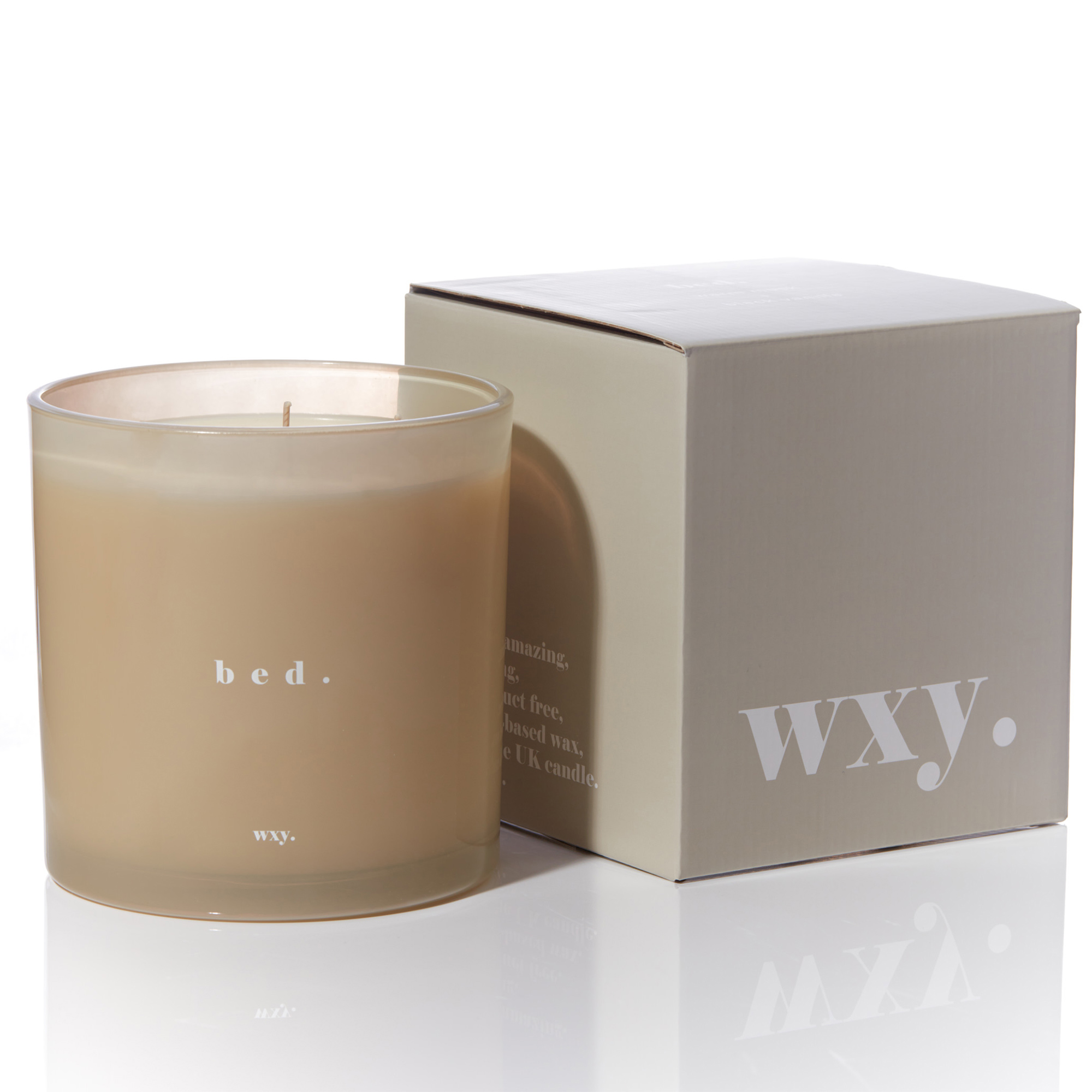 Double Wick Beige Candle with White Writing 