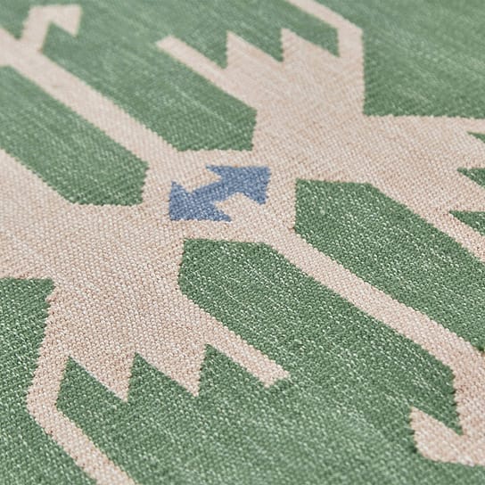 Hand-loomed Rug in Green and Cream Hand-loomed Rug in Green and Cream