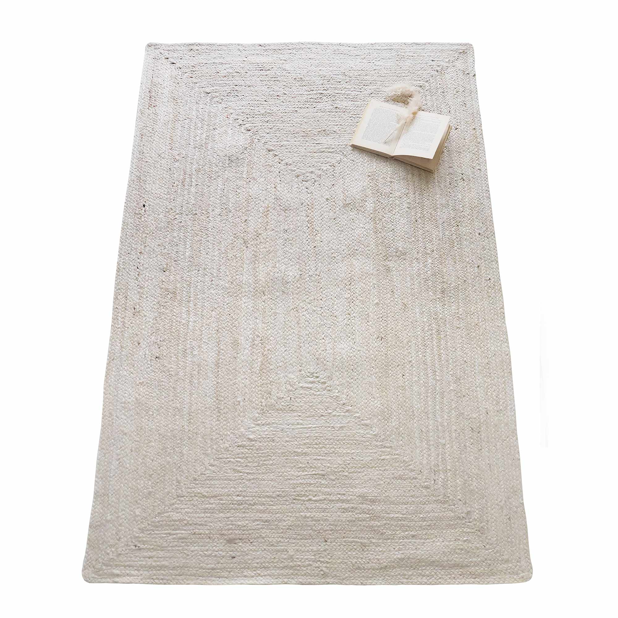 Rectangle Braided White Rug