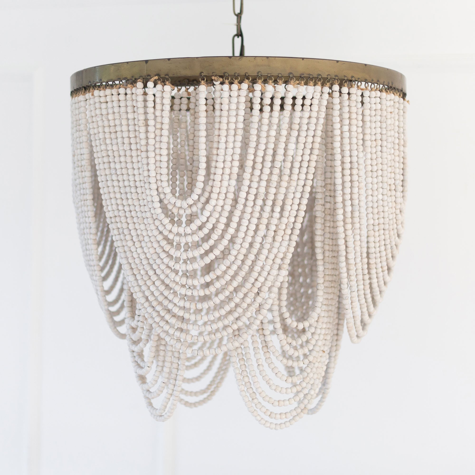 Wooden Beads Large Waterfall Pendant Light