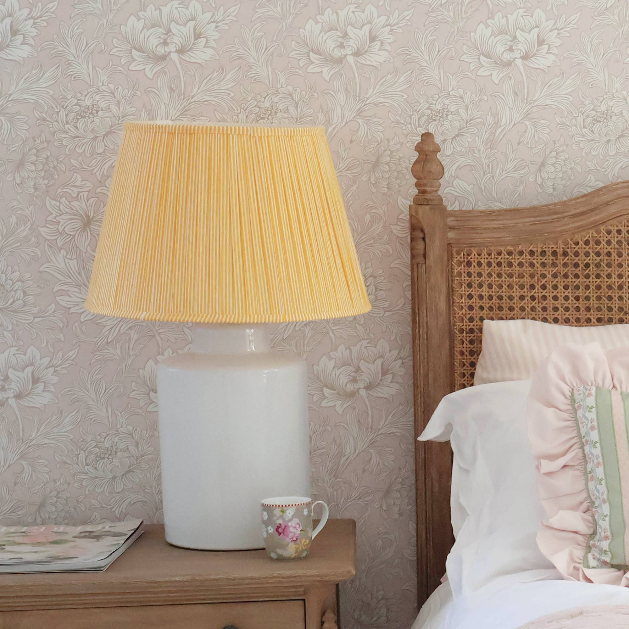 Ceramic Lamp with Sorrento Yellow Striped Lampshade