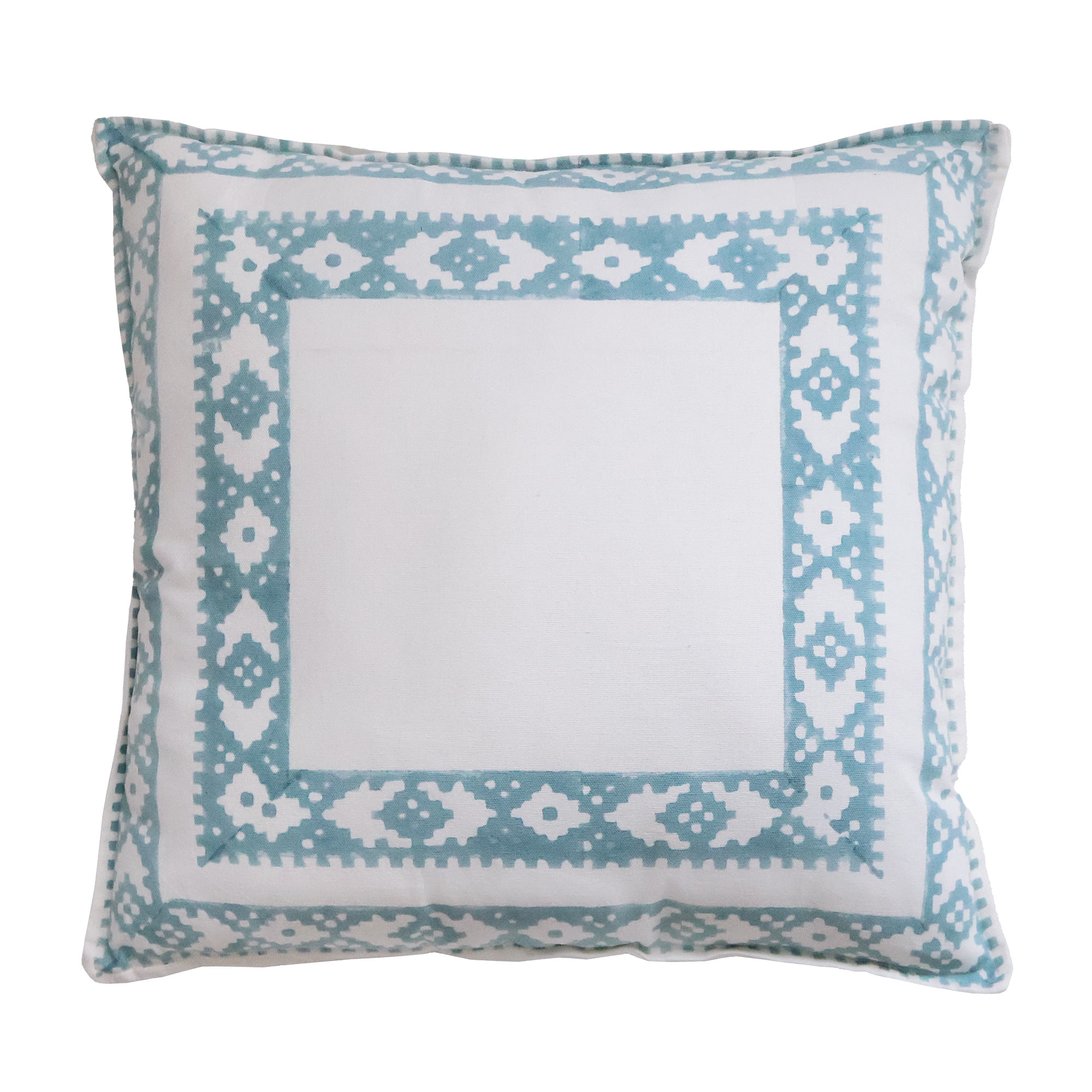 Cushion with Contemporary Ikat Design in Blue and White 