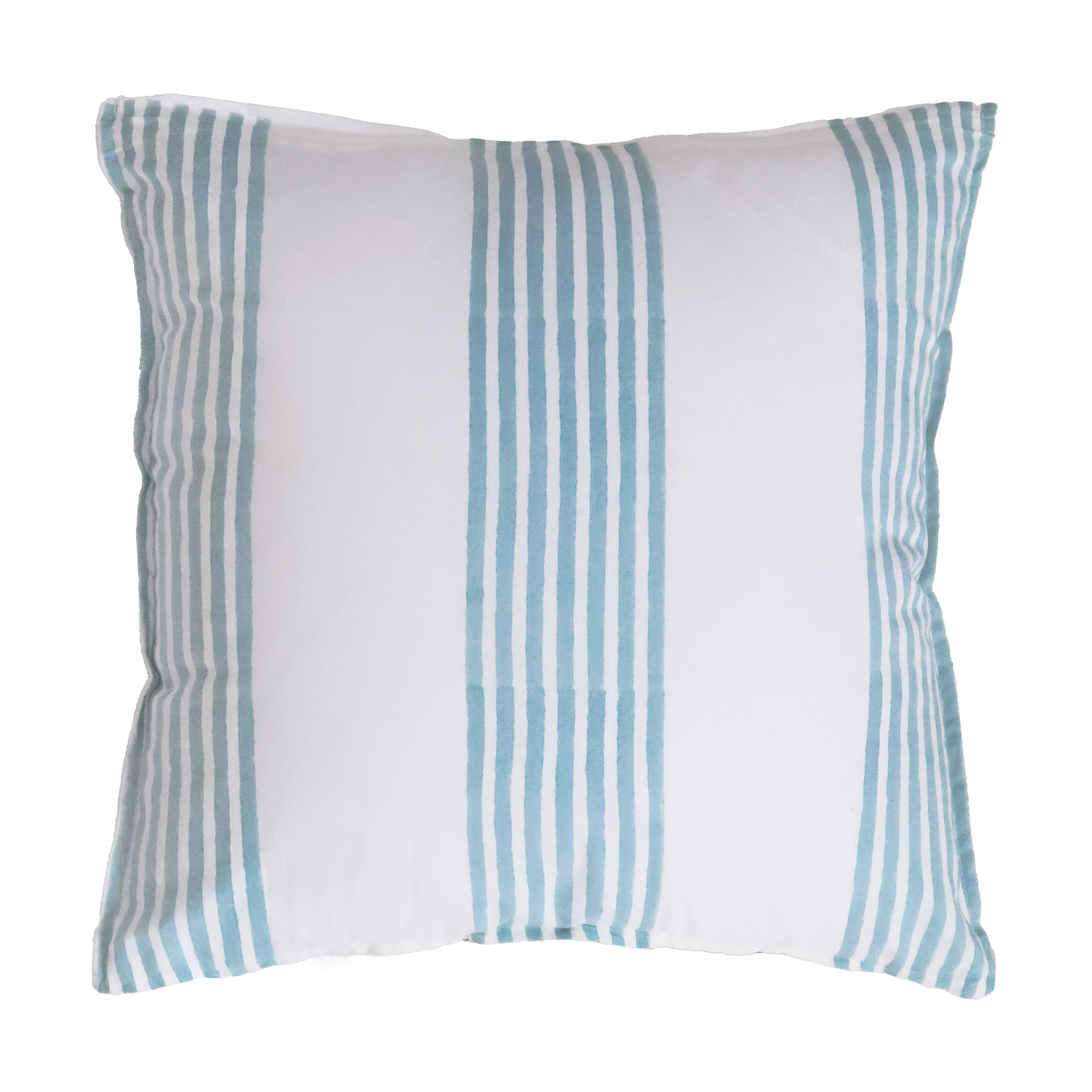 Cushion in Turquoise Blue and White Stripe