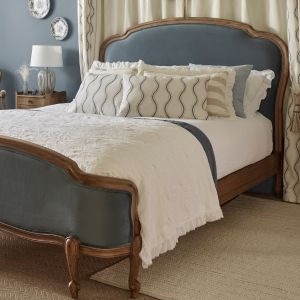 Blue Velvet Curved French Bed