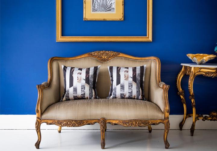 gold silk sofa